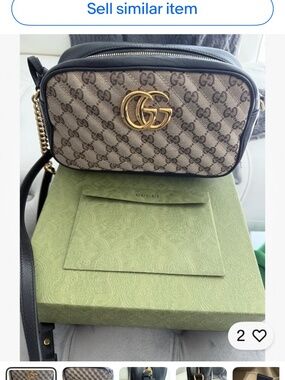 Gucci GG Monogram Beige Black Shoulder Bag